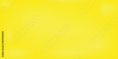 Pop art lemon yellow background with halftone patterns in comic book style, vector.