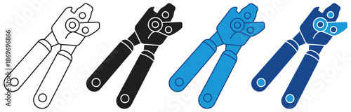 Can Opener Icon set. Tin can opener vector symbol. Vector illustration.