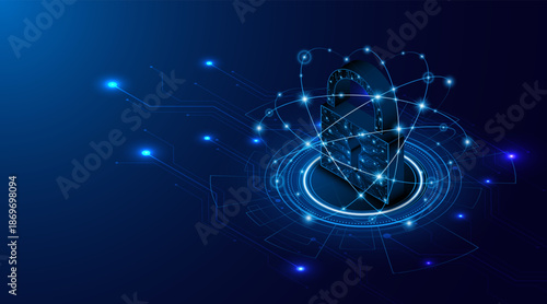 Lock icon. Cyber ​​security and data protection concepts and privacy. Innovative concept of advanced safety technology