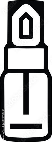 Simple black and white line art illustration of a perfume bottle
