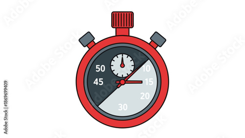 Red Stopwatch Timer Illustration on White