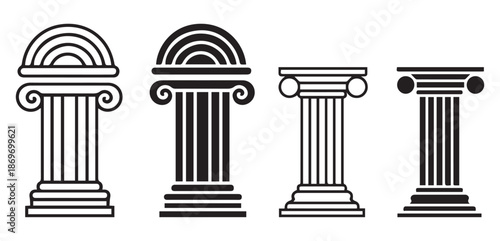 Antique Column Icon Vector Illustration for Classical Architecture and Historical Design