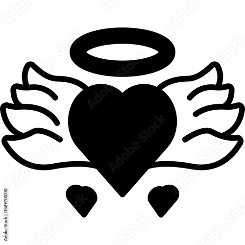 Heart Wings Solid Icon