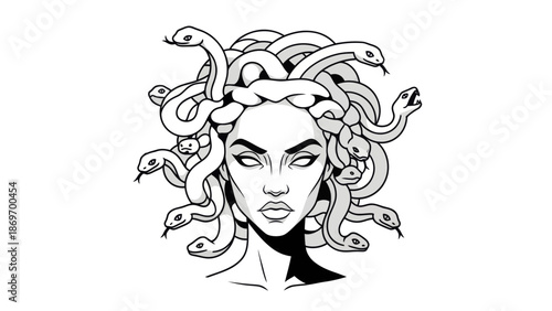Medusa Gorgon with Snake Hair Illustration