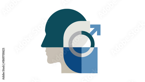 Male Psychology Concept with Head and Symbol
