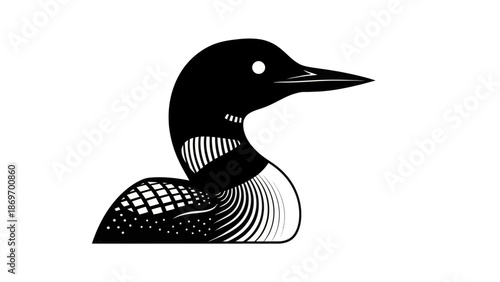 Loon Illustration: Black and White Wildlife Art