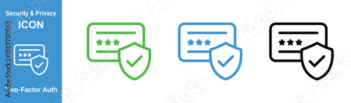 two factor authentication security shield password verification icon set for app ui