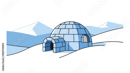 Igloo illustration in winter landscape