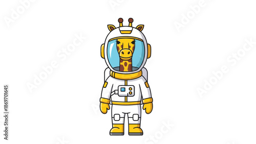 Giraffe astronaut in spacesuit cartoon