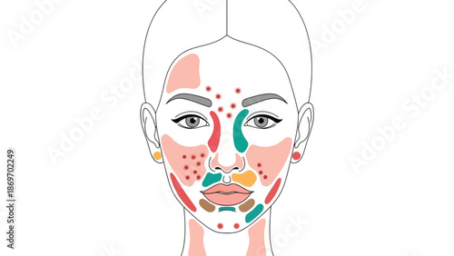 Face mapping skin analysis diagram