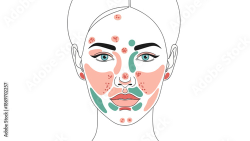 Face mapping illustration for skin problems