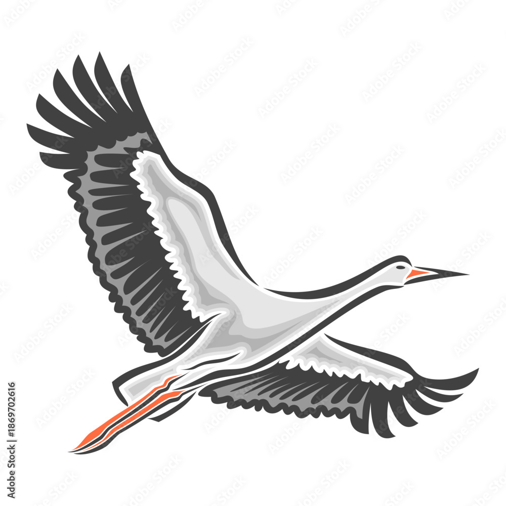 Fototapeta premium Vector illustration of flying Stork