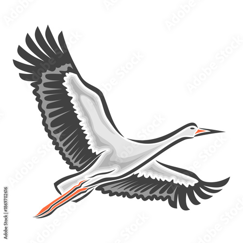 Vector illustration of flying Stork