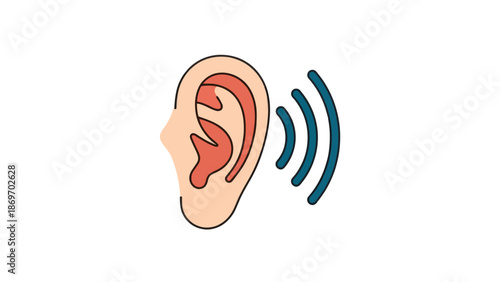 Ear icon, hearing concept, listening symbol