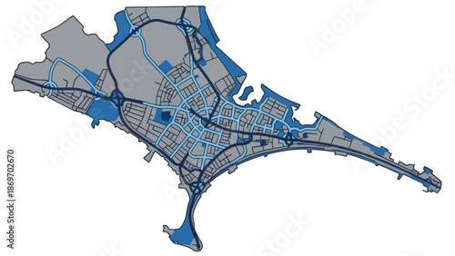 Detailed City Map of Burgas, Bulgaria