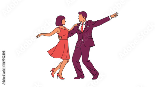 Dancing couple in retro style vector