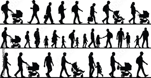 Large Collection of Black Silhouettes Featuring Children and Students Reading Books in Various Poses for Education Literacy and School Library Concept