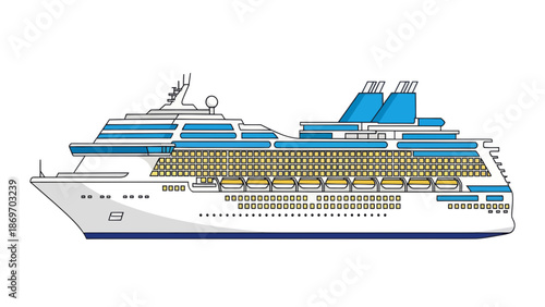 Cruise ship illustration, ocean travel