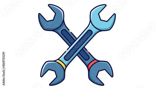 Crossed Wrenches Cartoon Style, Repair Tools