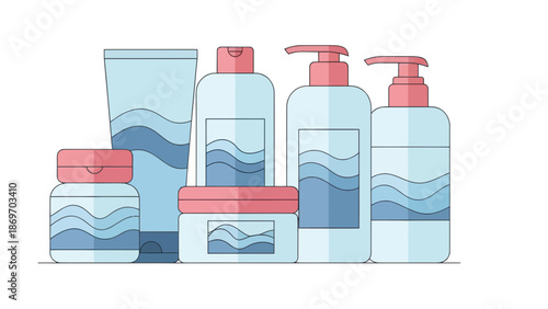 Cosmetic bottles set, skincare product packaging