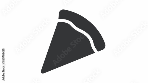 A slice of pizza on a white background viewed from directly above