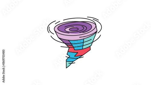 Colorful Tornado Illustration on White Background