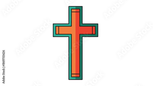 Christian cross symbol with outline