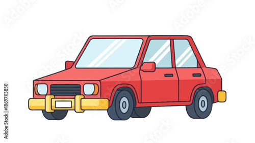 Cartoon red car illustration, vehicle transport