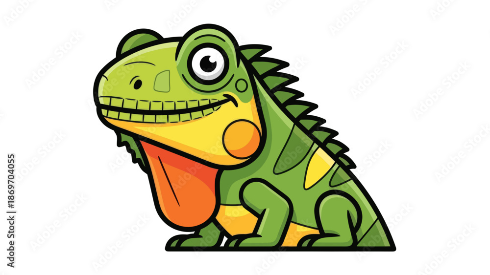 Fototapeta premium Cartoon Iguana Illustration with Spikes and Scales