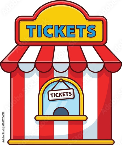 Carnival ticket booth vector, ticket booth, carnival, circus, ticket booth at the carnival illustration, carnival striped ticket booth illustration