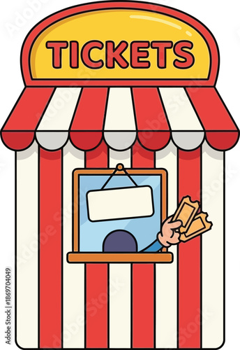 Carnival ticket booth vector, ticket booth, carnival, circus, ticket booth at the carnival illustration, carnival striped ticket booth illustration