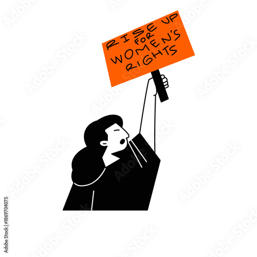 Illustration of a Woman Protesting for Women's Rights