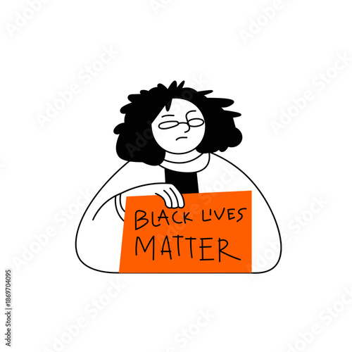 Illustration of a Woman Protesting for the Black Community