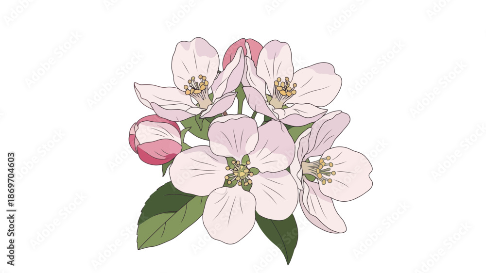Fototapeta premium Apple Blossom Floral Illustration