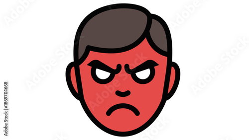 Angry Face Emoji: Red-Faced Cartoon Character