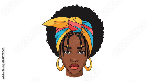 African Woman with Headwrap Portrait