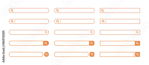 検索窓・検索バーのイラスト素材　セット　オレンジ　Search bar illustration set