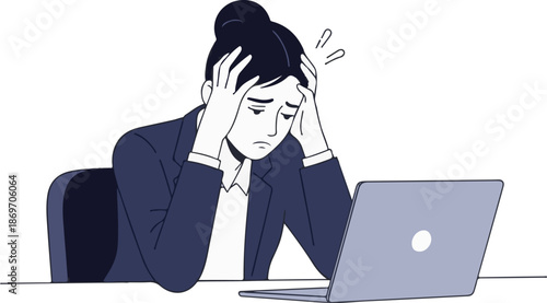 Work Stress Concept Cartoon Illustration, Business Problem Office Worker Character