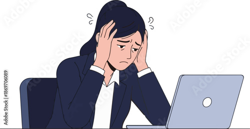 Work Stress Concept Cartoon Illustration, Business Problem Office Worker Character