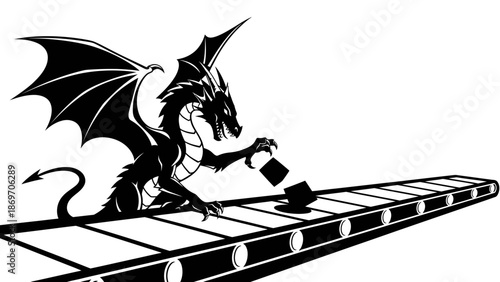 Fantasy Art, Dragon, Enchanted Forest, Illustration, Magical Realm, Side View, Mythical Creation