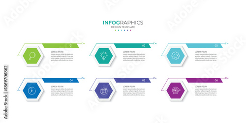 Vector infographic design template with 6 options or steps