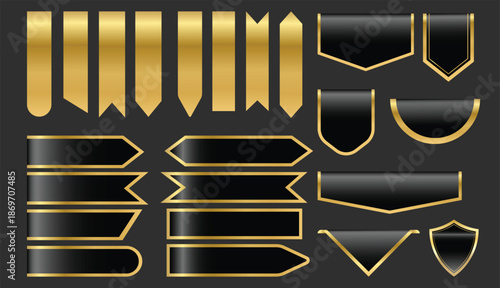 Luxury golden labels elements set. Best quality certificate sticker. decorative luxury tape. Cartoon premium badges and stickers collection
