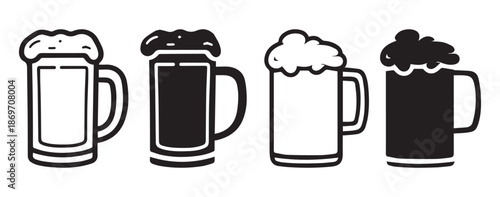 Beer Mug with Foam Icon Vector Illustration for Pub, Brewery, and Beverage Design