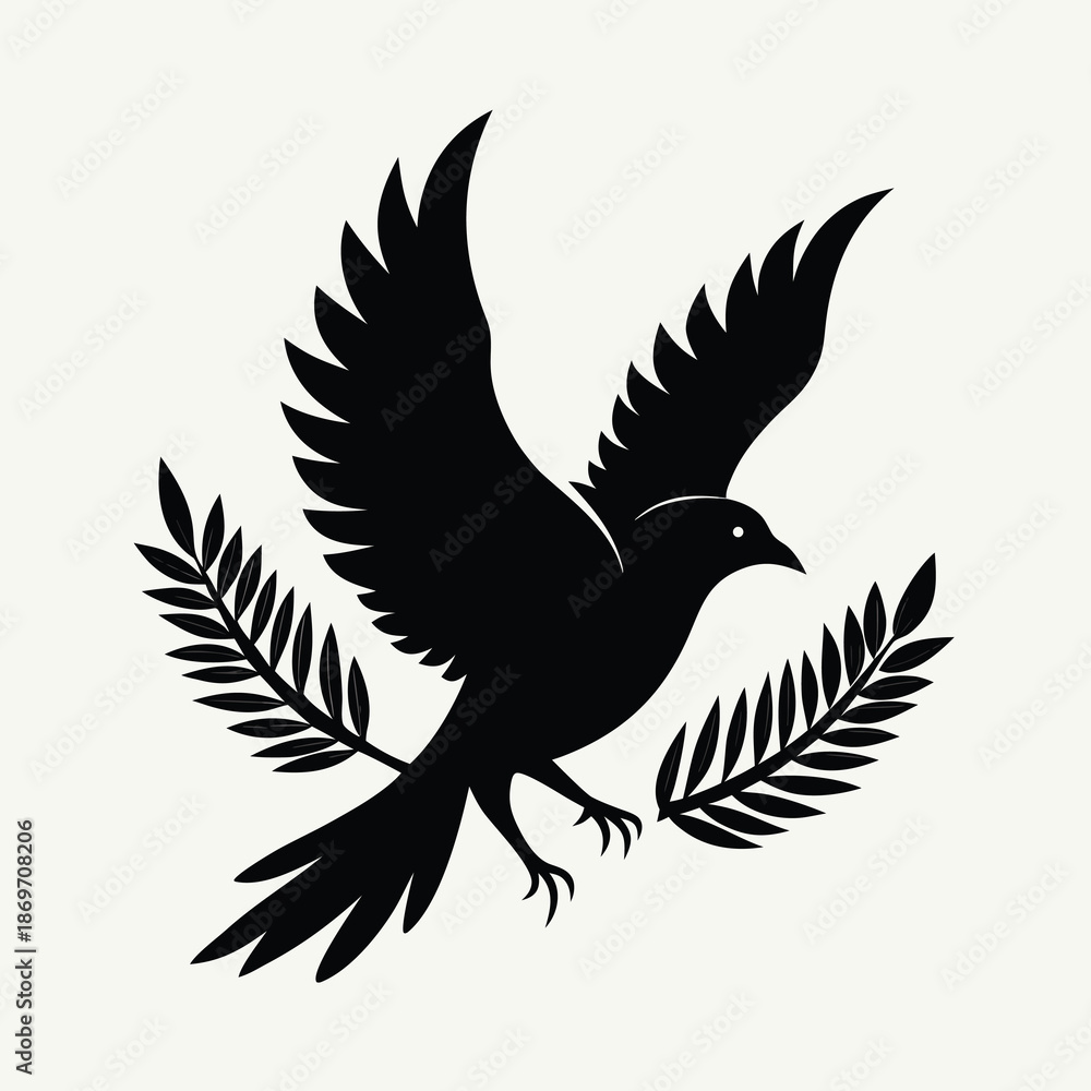 Obraz premium A simple black silhouette of a bird in flight a minimalist icon design