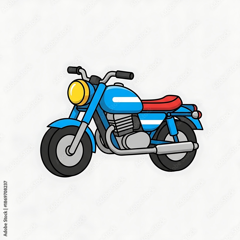 Obraz premium Vintage blue motorcycle with red seat.