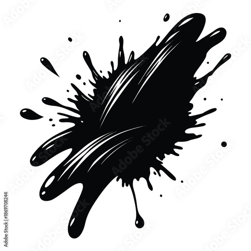 Dynamic black brush stroke splash a single expressive artistic vector design