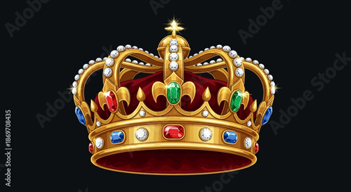 Luxurious golden crown with jewels and pearls on black background royal illustration with royal crown and luxury crown and regal symbol and royalty symbol