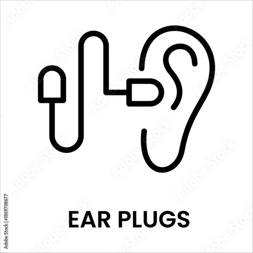 a Simple black line icon of Ear Plug