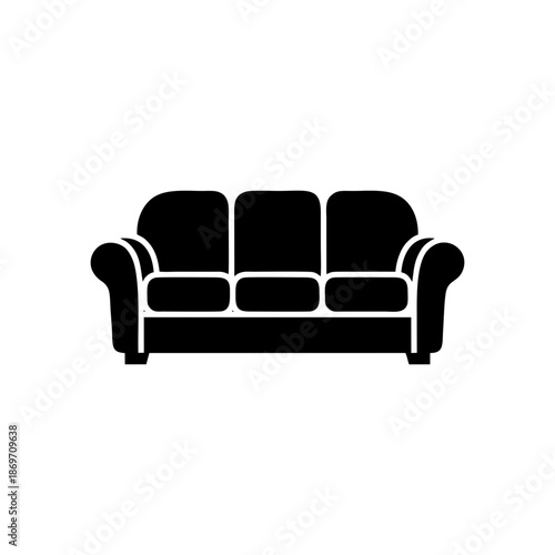 Black silhouette of a three seater sofa
