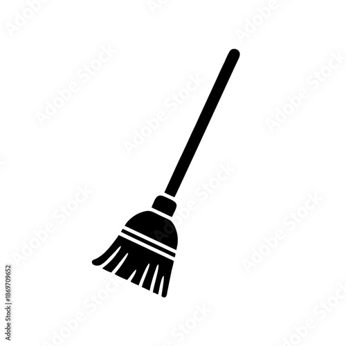Black broom in simple style for cleaning and sweeping purposes always
